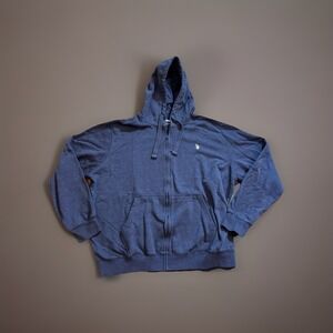 US Polo Assn. Hoodie Jacket Full Zip Long Sleeve Pockets Mens 2XL Blue